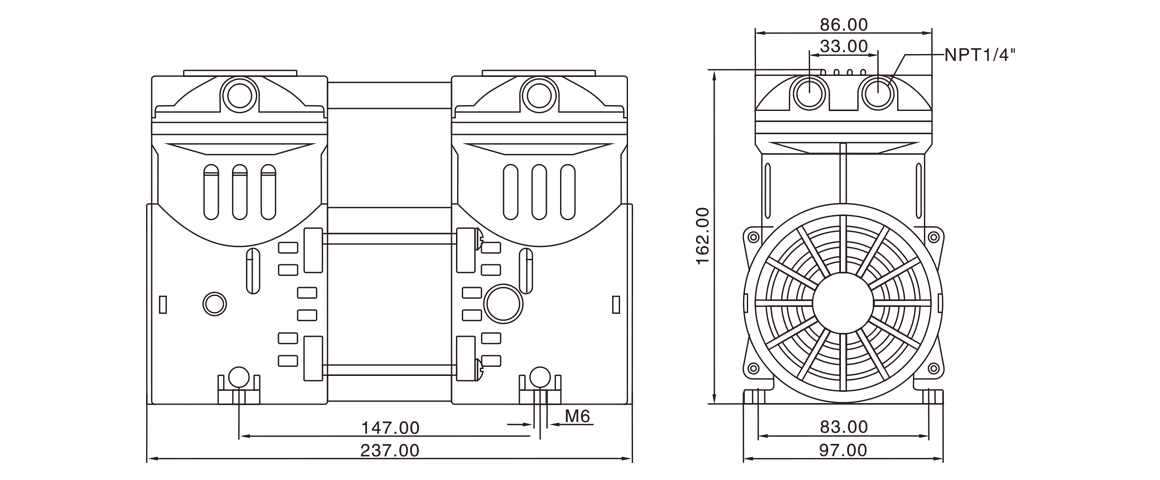 HP-550C活塞真空泵 尺寸圖